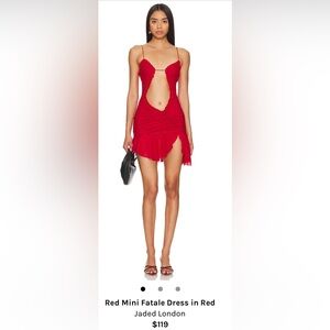 Red Mini Fatale Dress in red by Jaded London